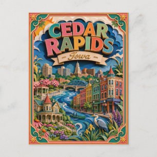 PopCut Staaten Cedar Rapids Iowa Papierkunst Postkarte