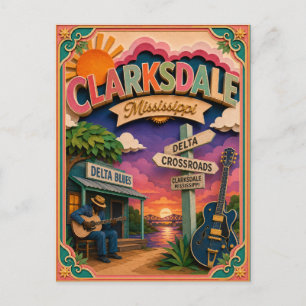 PopCut Staaten Clarksdale Mississippi Papierkunst Postkarte