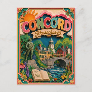 PopCut-Staaten Concord Massachusetts Papierkunst Postkarte