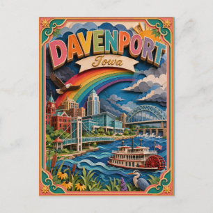 PopCut Staaten Davenport Iowa Papierkunst Postkarte