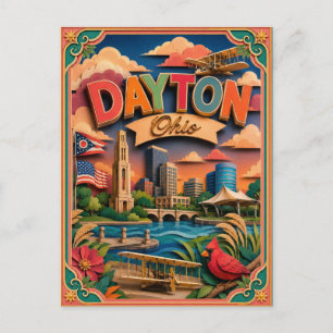 PopCut Staaten Dayton Ohio Papierkunst Postkarte