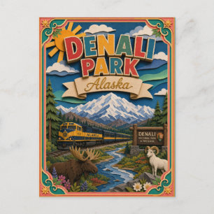 PopCut Staaten Denali Park Alaska Papier Kunst Postkarte