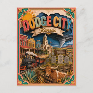 PopCut Staaten Dodge City Kansas Papierkunst Postkarte