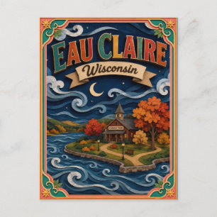 PopCut-Staaten Eau Claire Wisconsin Papierkunst Postkarte