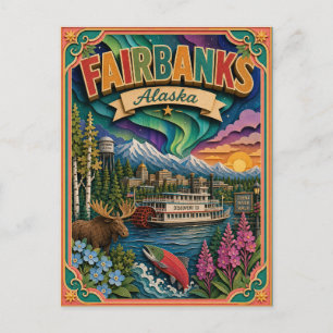 PopCut Staaten Fairbanks Alaska Papierkunst Postkarte
