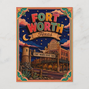 PopCut Staaten Fort Worth Texas Papierkunst Postkarte