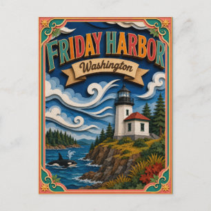 PopCut Staaten Friday Harbor Washington Papierkuns Postkarte