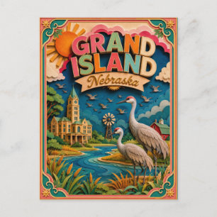 PopCut Staaten Grand Island Nebraska Papierkunst Postkarte