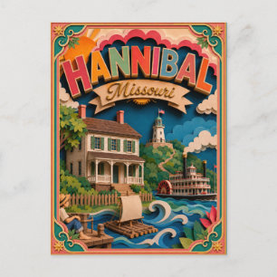 PopCut-Staaten Hannibal Missouri Papierkunst Postkarte