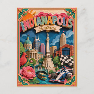 PopCut Staaten Indianapolis Indiana Papierkunst Postkarte