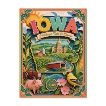 PopCut Staaten Iowa Farbige 3D-Papierkunst