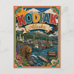 PopCut Staaten Kodiak Alaska Papierkunst Postkarte