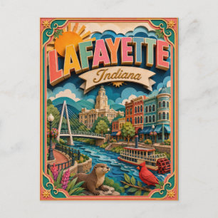 PopCut Staaten Lafayette Indiana Papierkunst Postkarte