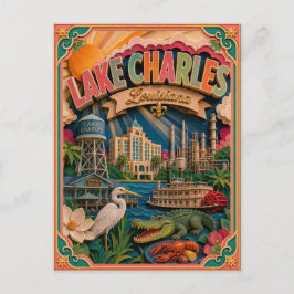 PopCut-Staaten Lake Charles Louisiana Papierkunst Postkarte
