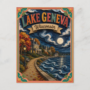 PopCut Staaten Lake Geneva Wisconsin Papierkunst Postkarte