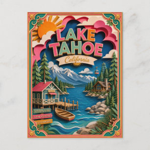 PopCut Staaten Lake Tahoe Kalifornien Papierkunst Postkarte