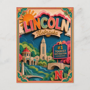 PopCut Staaten Lincoln Nebraska Papierkunst Postkarte