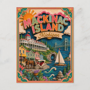 PopCut Staaten Mackinac Island Michigan Papierkuns Postkarte