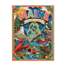 PopCut Staaten Maine Farbige 3D-Papierkunst