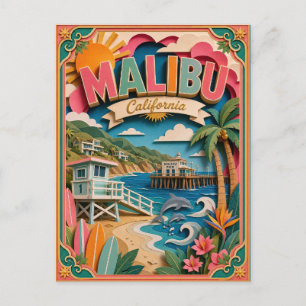 PopCut Staaten Malibu Kalifornien Papier Kunst Postkarte