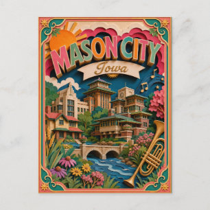 PopCut Staaten Mason City Iowa Papierkunst Postkarte