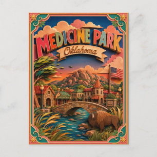 PopCut-Staaten Medicine Park Oklahoma Papierkunst Postkarte