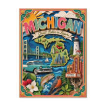 PopCut Staaten Michigan Farbige 3D-Papierkunst