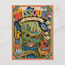 PopCut Staaten Missouri Farbige 3D-Papierkunst Postkarte