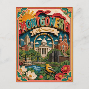PopCut Staaten Montgomery Alabama Papierkunst Postkarte