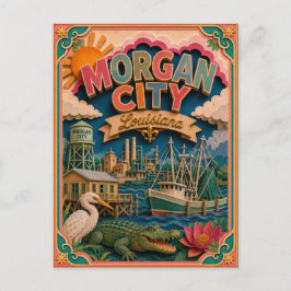 PopCut Staaten Morgan City Louisiana Papierkunst Postkarte