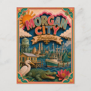PopCut Staaten Morgan City Louisiana Papierkunst Postkarte