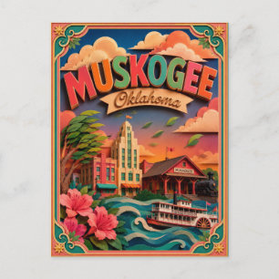 PopCut Staaten Muskogee Oklahoma Papierkunst Postkarte