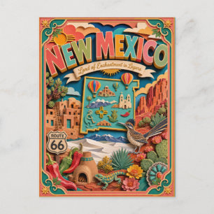 PopCut Staaten New Mexico Farbige 3D-Papierkunst Postkarte