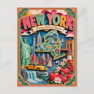 PopCut Staaten New York Farbige 3D-Papierkunst Postkarte