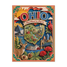 PopCut Staaten Ohio Farbige 3D-Papierkunst