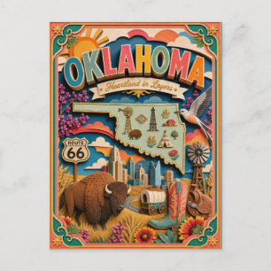 PopCut Staaten Oklahoma Farbige 3D-Papierkunst Postkarte