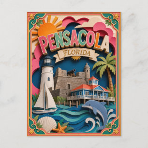 PopCut Staaten Pensacola Florida Papier Kunst Postkarte