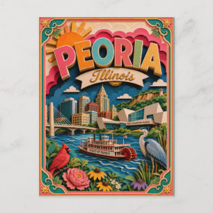 PopCut Staaten Peoria Illinois Papierkunst Postkarte