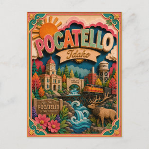 PopCut Staaten Pocatello Idaho Papierkunst Postkarte