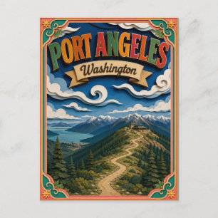 PopCut-Staaten Port Angeles Washington Papierkunst Postkarte