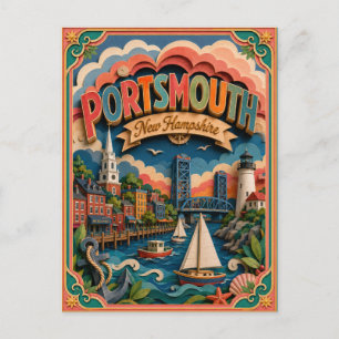 PopCut Staaten Portsmouth New Hampshire Papierkuns Postkarte