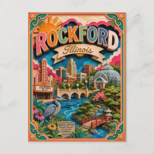 PopCut Staaten Rockford Illinois Papierkunst Postkarte