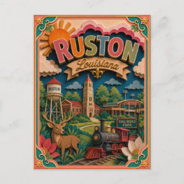 PopCut Staaten Ruston Louisiana Papierkunst Postkarte