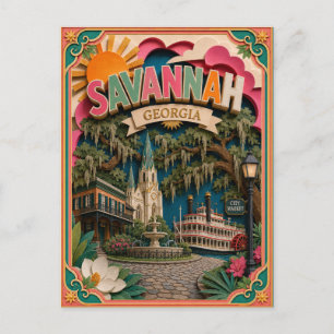 PopCut Staaten Savannah Georgia Papier Kunst Postkarte