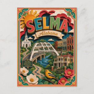 PopCut Staaten Selma Alabama Papierkunst Postkarte