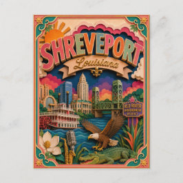 PopCut Staaten Shreveport Louisiana Papierkunst Postkarte