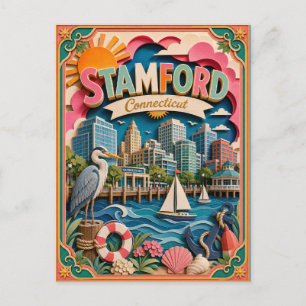 PopCut Staaten Stamford Connecticut Papierkunst Postkarte