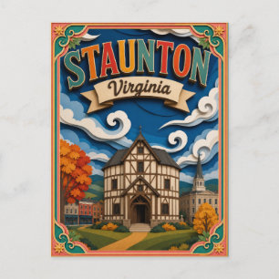 PopCut-Staaten Staunton Virginia Papierkunst Postkarte