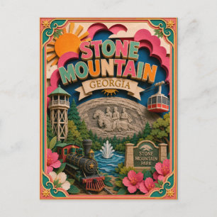 PopCut Staaten Stone Mountain Georgia Papierkunst Postkarte