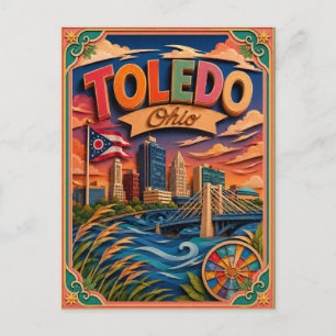 PopCut Staaten Toledo Ohio Papierkunst Postkarte